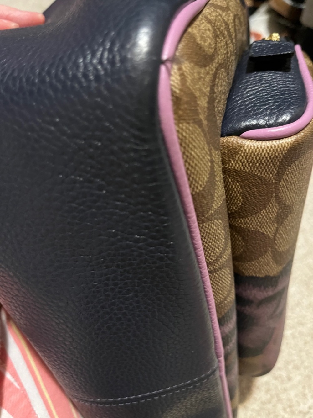 Coach Floral Signature Court Backpack - Brown/Purple/Navy - Picture 12 of 14